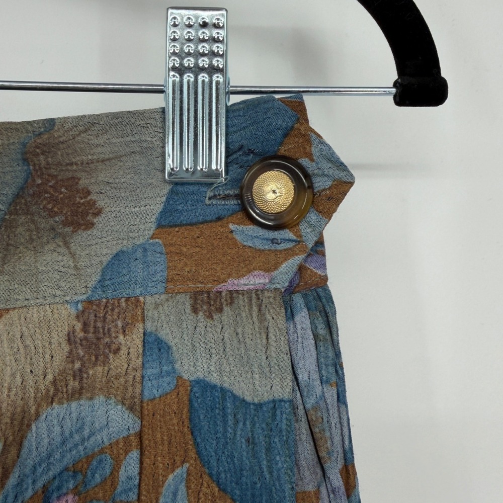 AKF Vintage 90s Floral Maxi Skirt Blue Brown Boho Cottagecore Size M - Picture 3 of 6